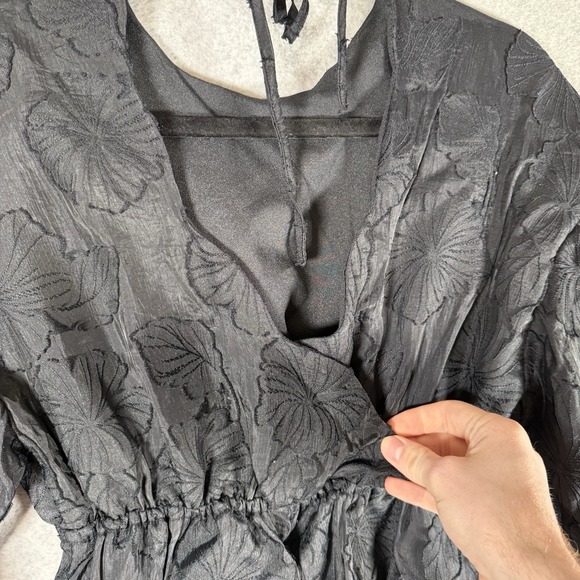 Kika Vargas Women's Target Black Midi Dress Size XS Textured Floral Print - Picture 6 of 8